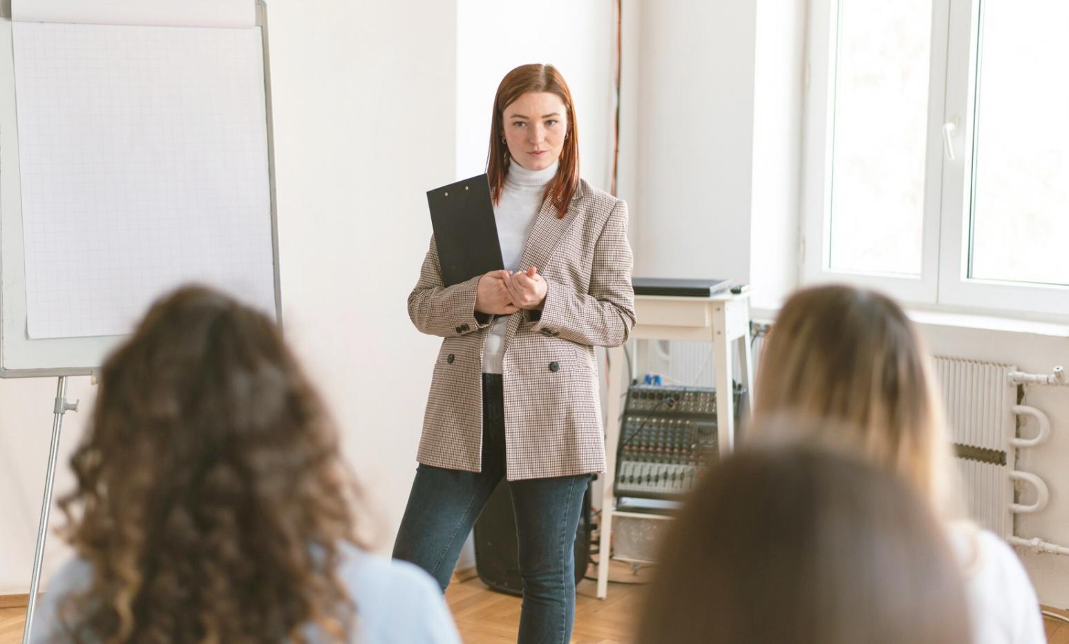 Business finance training session with real-world scenarios